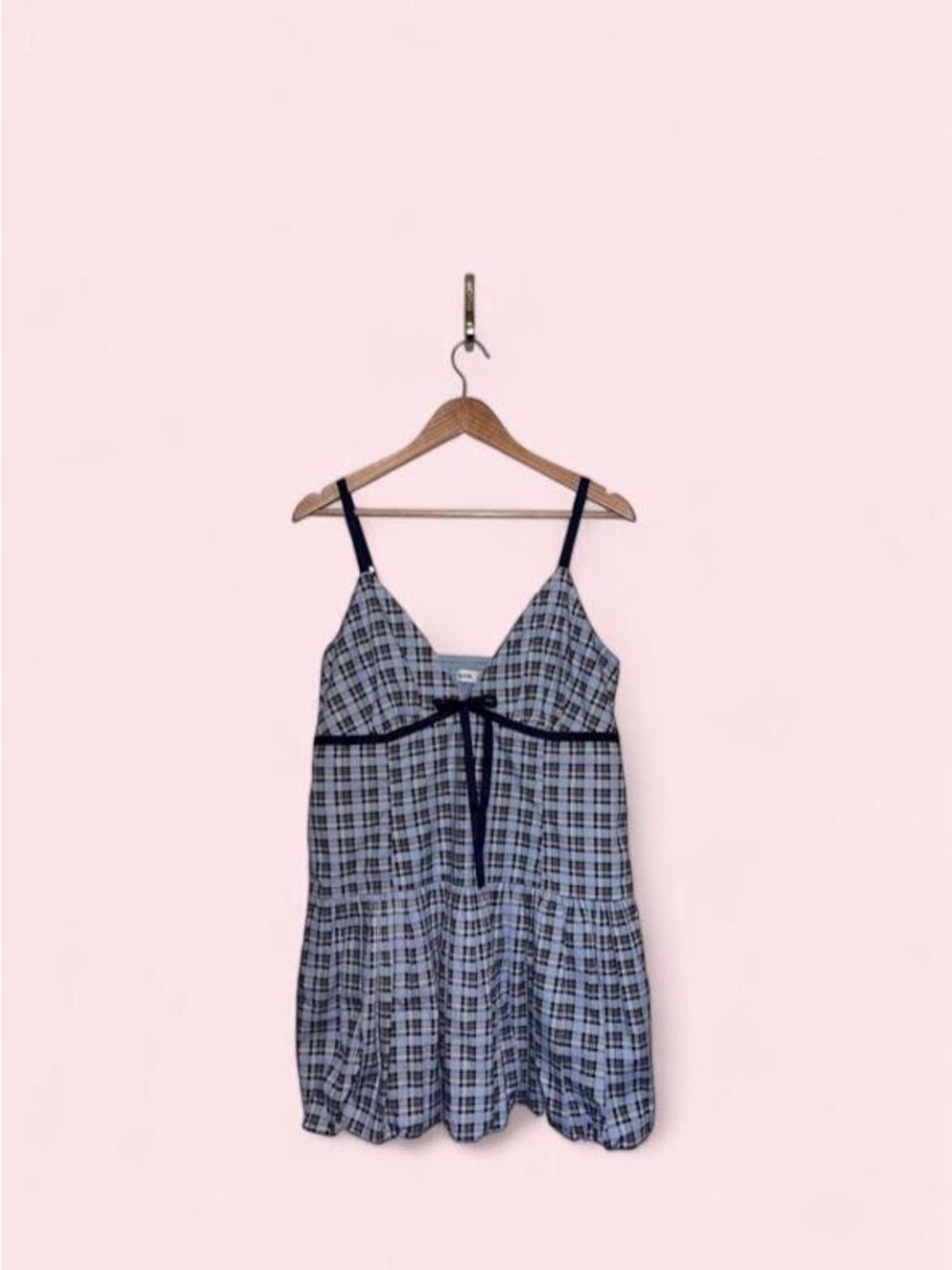 Hollister Navy and White Checked Mini Sundress nwt